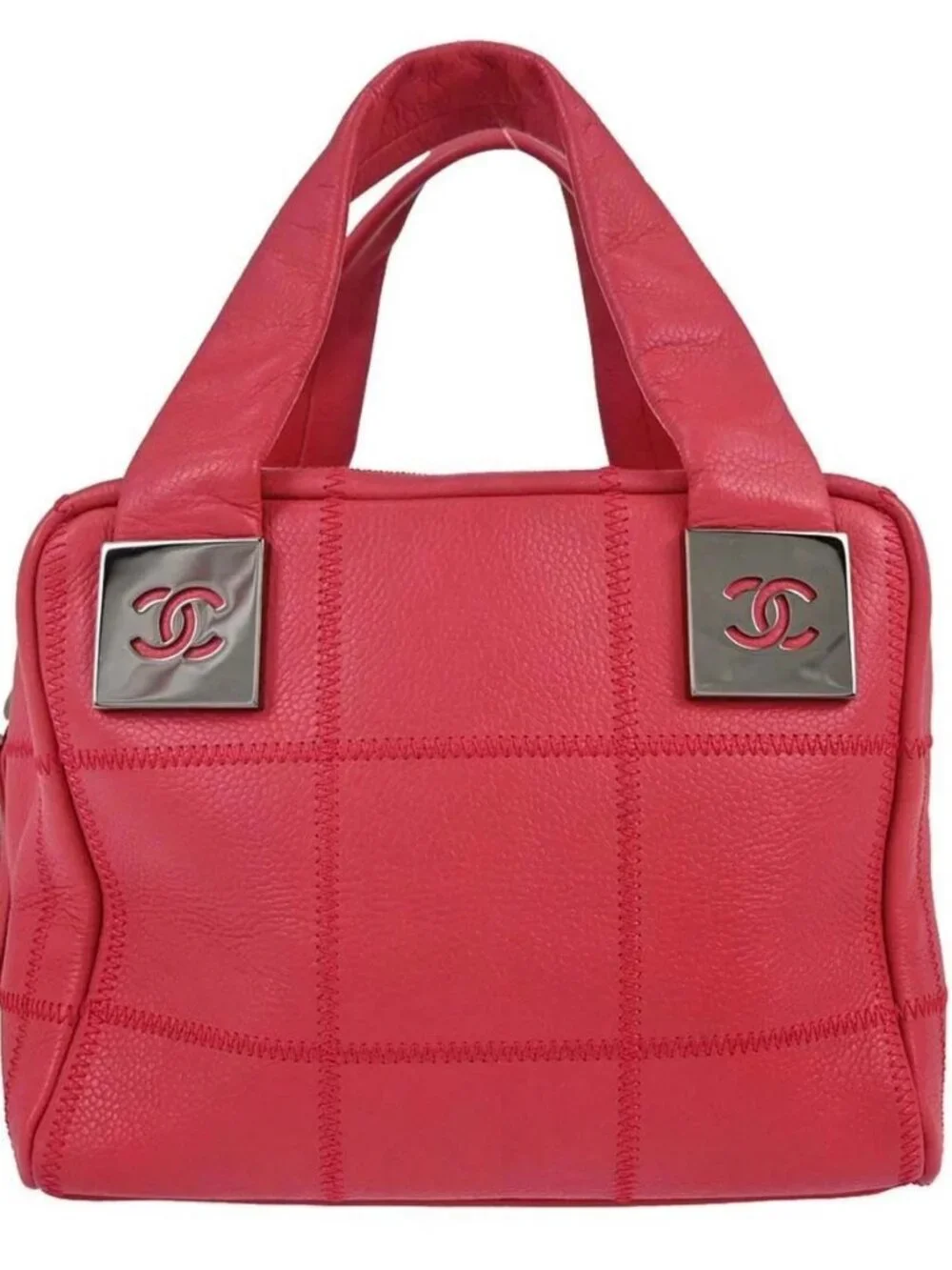 Chanel Red Calfskin Choco Bar Wild Stitch Handbag 168482